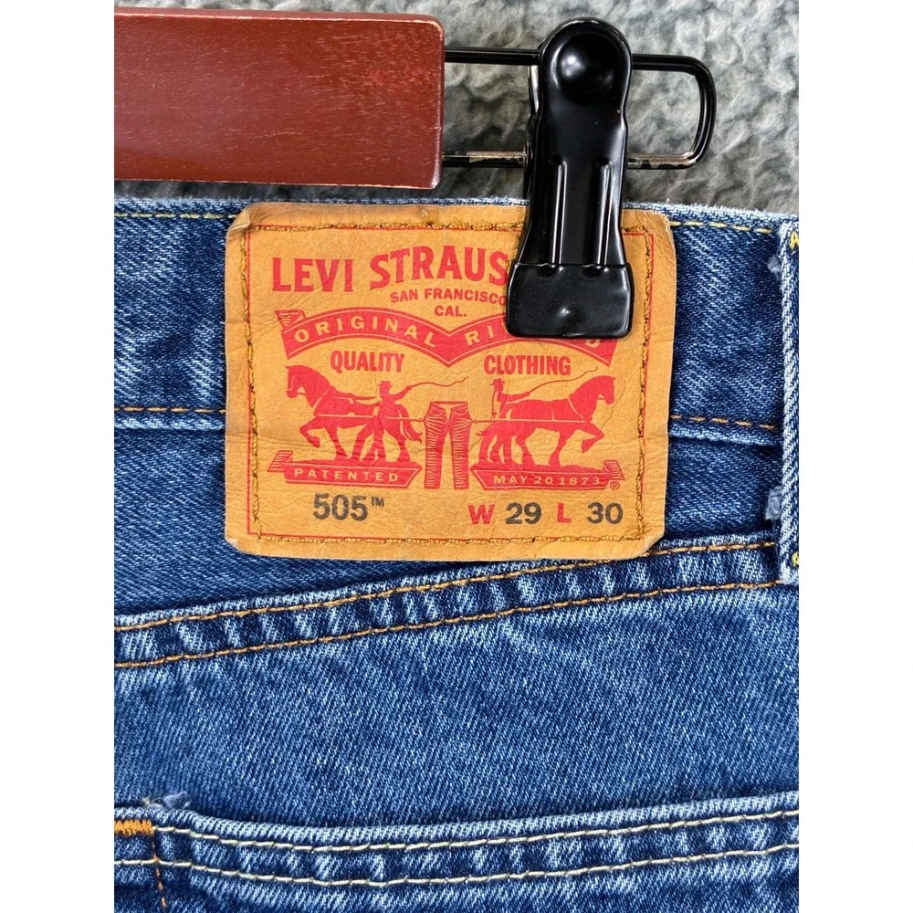 Levis 505 Regular Fit Straight Leg Denim Jeans Mens 29x30 Blue Classic Western